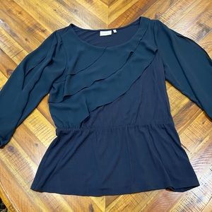 Anthropologie Deletta Navy Split Sleeved Top